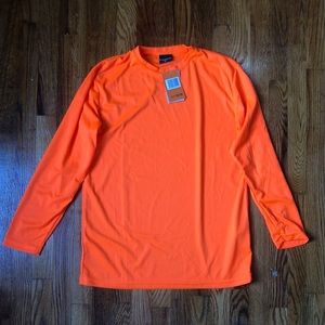 NEON ORANGE LONG SLEEVE SHIRT IN A SIZE SMALL